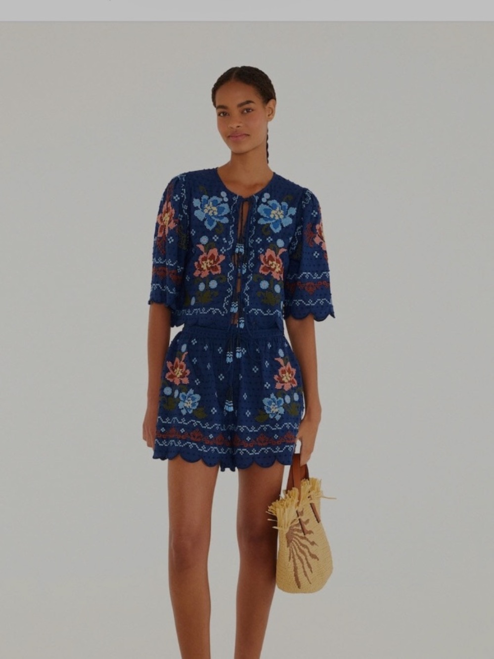 Farm Rio Dark Blue Garden blouse